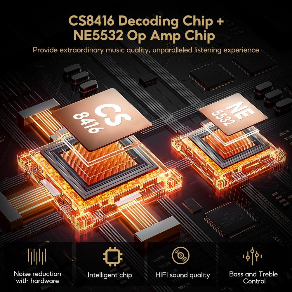 AIYIMA Kopfhörerverstärker, Kopfhörerausgangskonvertierung, analoger Desktop-Audiokonverter, 5 V, 24 Bit, 192 kHz, DAC-A2, PC-USB/optischer/koaxialer Eingang, RCA/3,5 mm