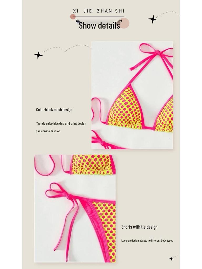 Damen Sexy Neckholder zum Binden Bikini Badeanzug - Europäischer & Amerikanischer Stil Strandbekleidung für den Urlaub