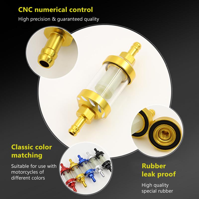 SEAMETAL Aluminum Alloy Motorcycle Fuel Gasolines Oil Filter For Moto For ATV Motorcycles Dirt Fuel Filter Accessories