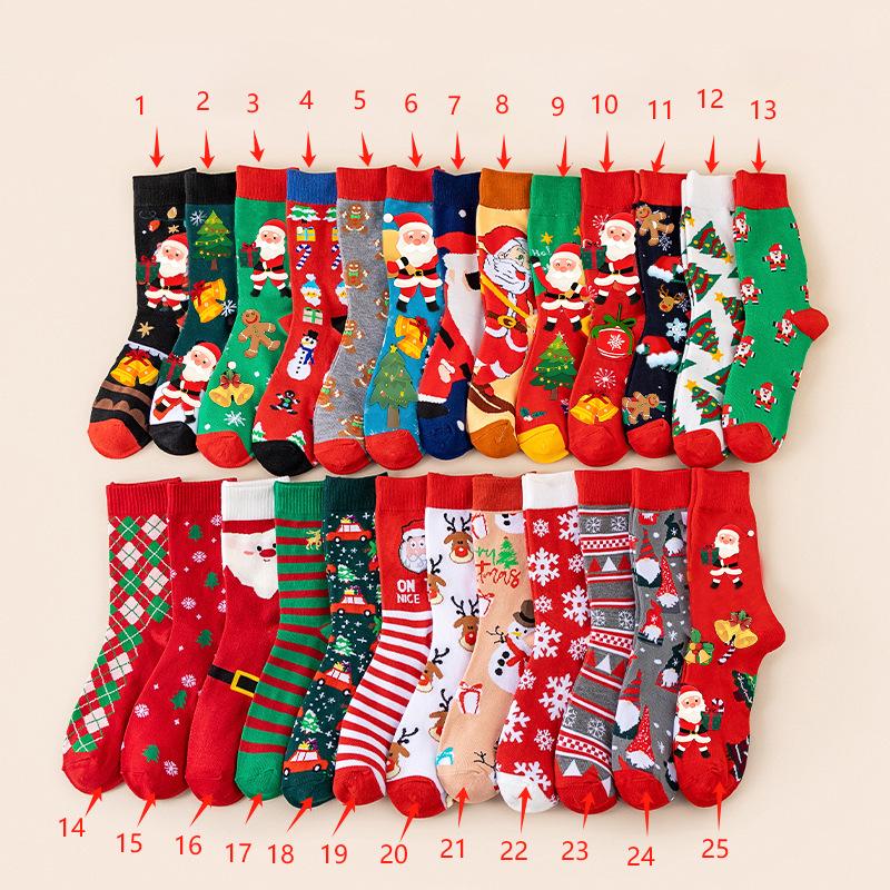 In Stock Plus Size Mid-Calf Jacquard Christmas Socks Bestseller