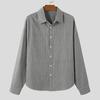 Oversized Men Incerun Neck Lapel Long Sleeve Striped Casual Loose Shirts Tops