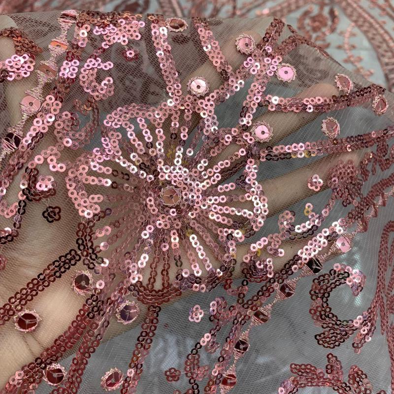 1/3Yards Luxury Sequin Beaded Lace Fabric Embroidered Tulle Mesh Fabric for Wedding Dress Evening Gown Bridal Party DIY Sewing