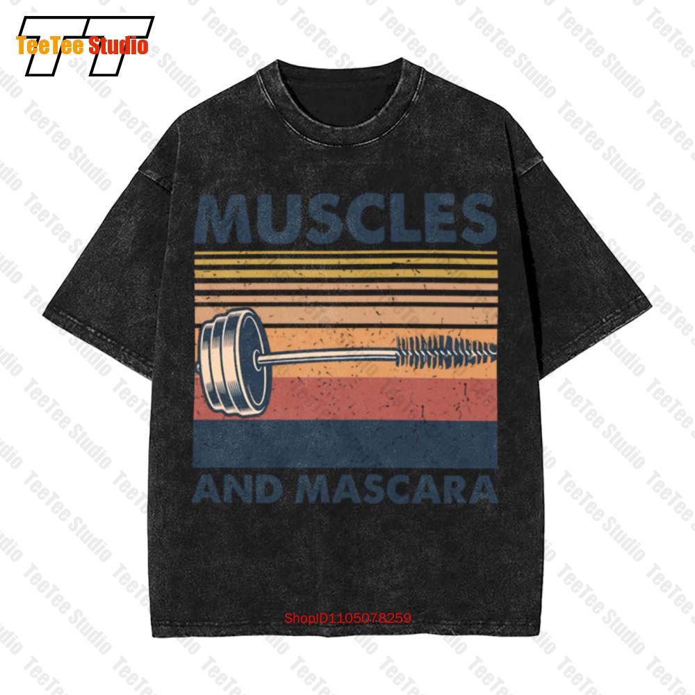 Muscles And Mascara Bodybuilding Powerlifting Gym Vintage Oversized TShirt UR S