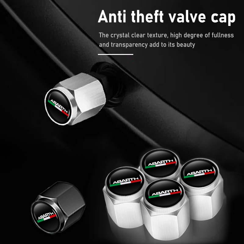 5pcs Metal Car Tire Wheel Theftproof Cap Air Valve Stem Cover For Abarth 500 595 695 Punto 124 Spider Panda