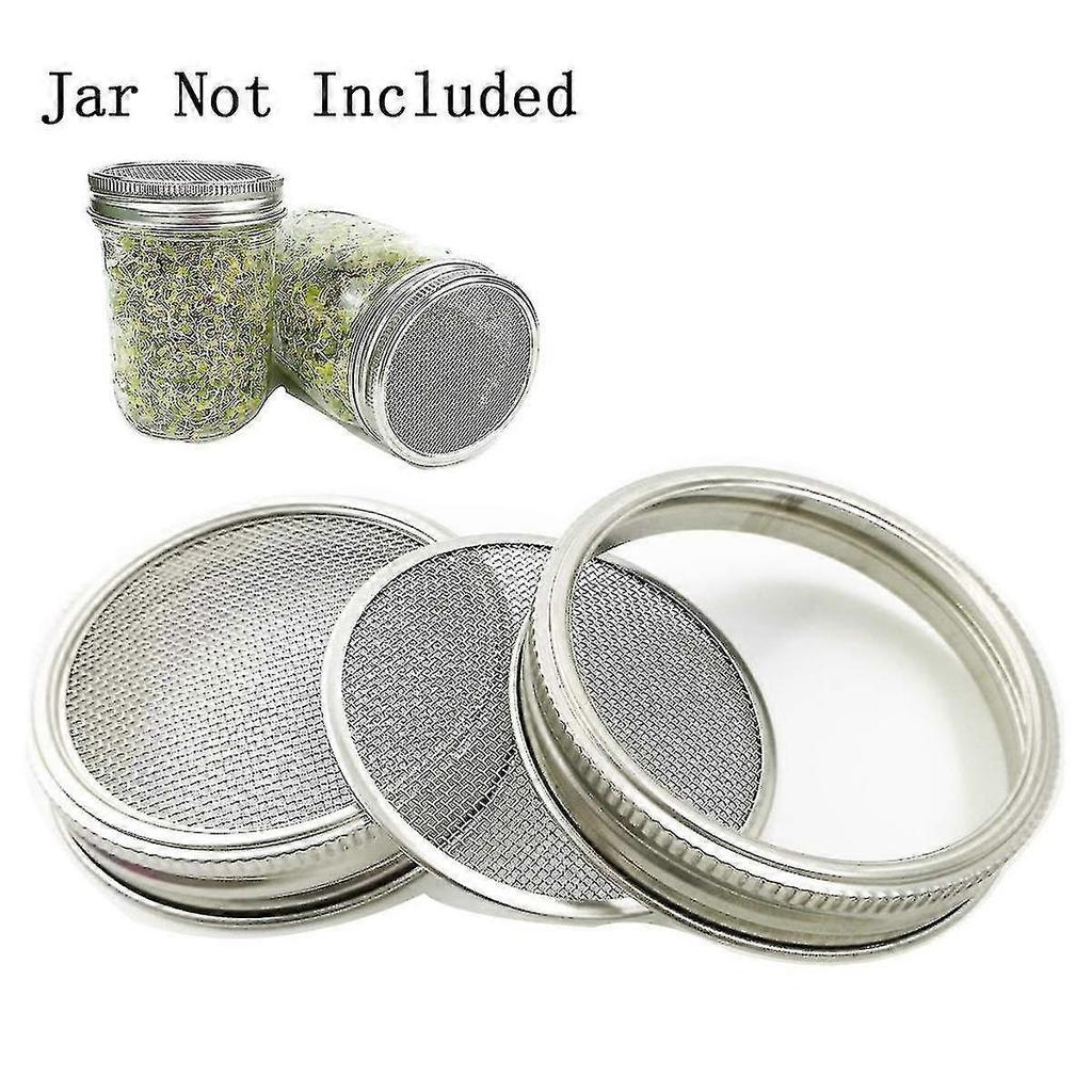 4pcs Stainless Steel Lids, Mason Jar Sprouting Kit Lids, For Growing Broccoli, Alfalfa, Salad Sprouts And More - PR