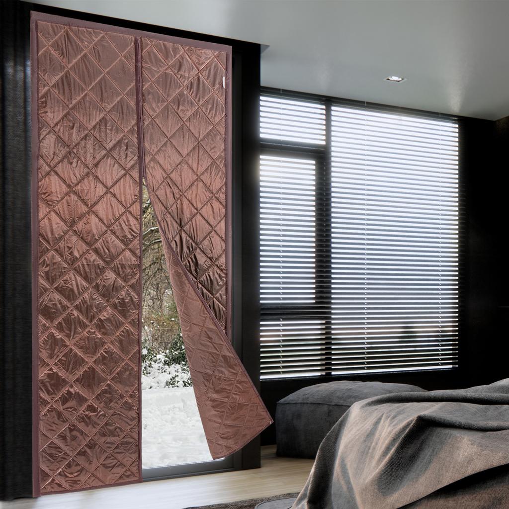 Magnetic Thermal Insulated Door Curtain Fits 38x82In Doors - 1x2.1m (39.37x82.68in) Center Opening, Waterproof & Noise Reducing