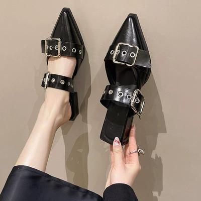 Fashion New Style Popular Women Sandals Shoes Pointed Toe Spring Fashion Shallow Footwear Slingbacks Ladies Sandals Flats Shoes Big Size