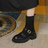 Modern Boots Women Fashion Designer Knitted Stitching Chunky Platform Ankle Boots Female Comfort Office Shoes Footwear