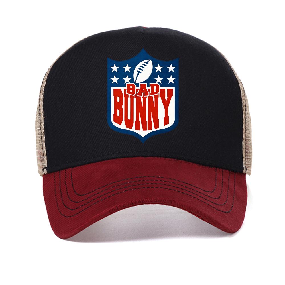 

Bad Bunny Football baseball cap Men Women Fashion Designer Clothing Graphic caps Summer snapback hat mesh adjustable trucker hat Adjustable красный