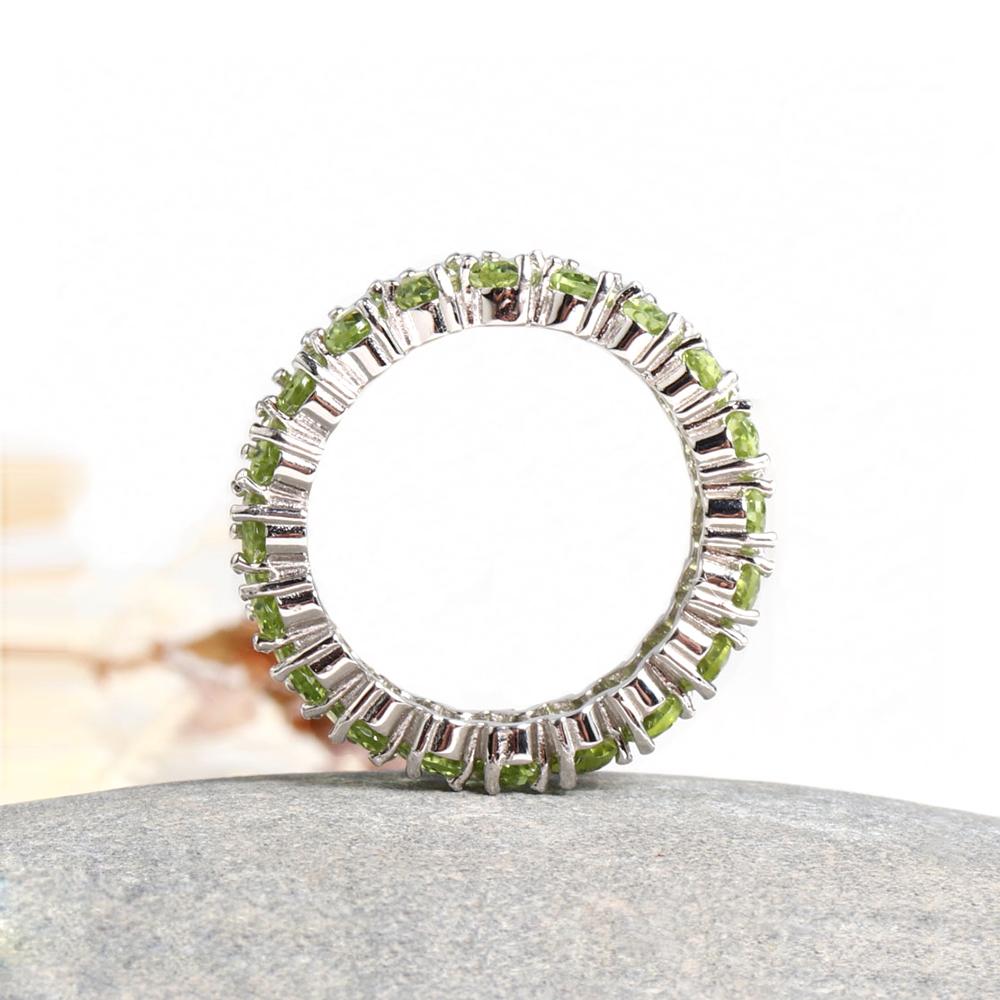 Light Luxury 925 Sterling Silver Elernity Ring Natural Peridot Oval 3*5mm Real Gemstone Fine Jewelry for Women Party and Engagement Gifts
