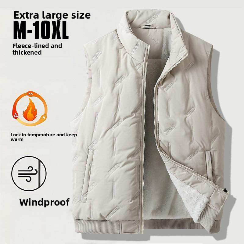 Herren Übergröße Daunen Baumwolle Weste Herbst Winter Warme Weste Fleece Partner Outfit Neu Lässige Ärmellose Jacke