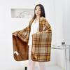 Wearable Plaid Fleece Blanket With Button Winte Warm Nap Blanket Throws On Sofa Bed Travel Thicken Bedroom Office Scarf Blanket
