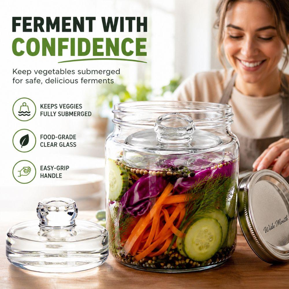With Handle Heavy Fermenting Weights Fermented Wide Mouth Mason Jar Lid Kimchi Making