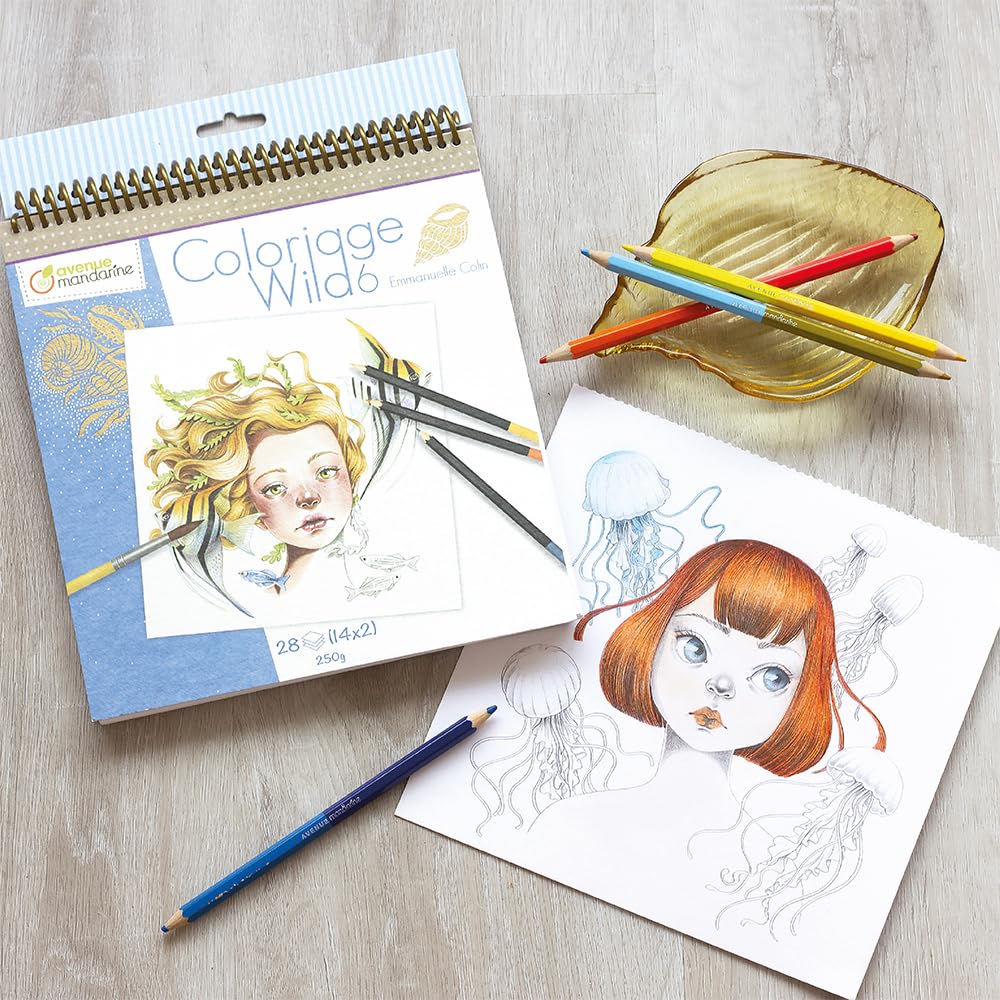 Avenue Mandarin Coloring Book Wild 6 and Sea Coloring Book for Adults Avenue Mandarin avmgy124 Light Blue (Girls Creatures)