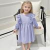Girls' Fashion Cute Solid-Color Lace Flutter-Sleeve Princess Tiered Dress