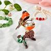 European Robin Figurine, Home Decor, Bird Trinket Box, Jewelry Box with Hinges, Golden Handmade Crystal, Animal Keepsake, Bird Lover Gift