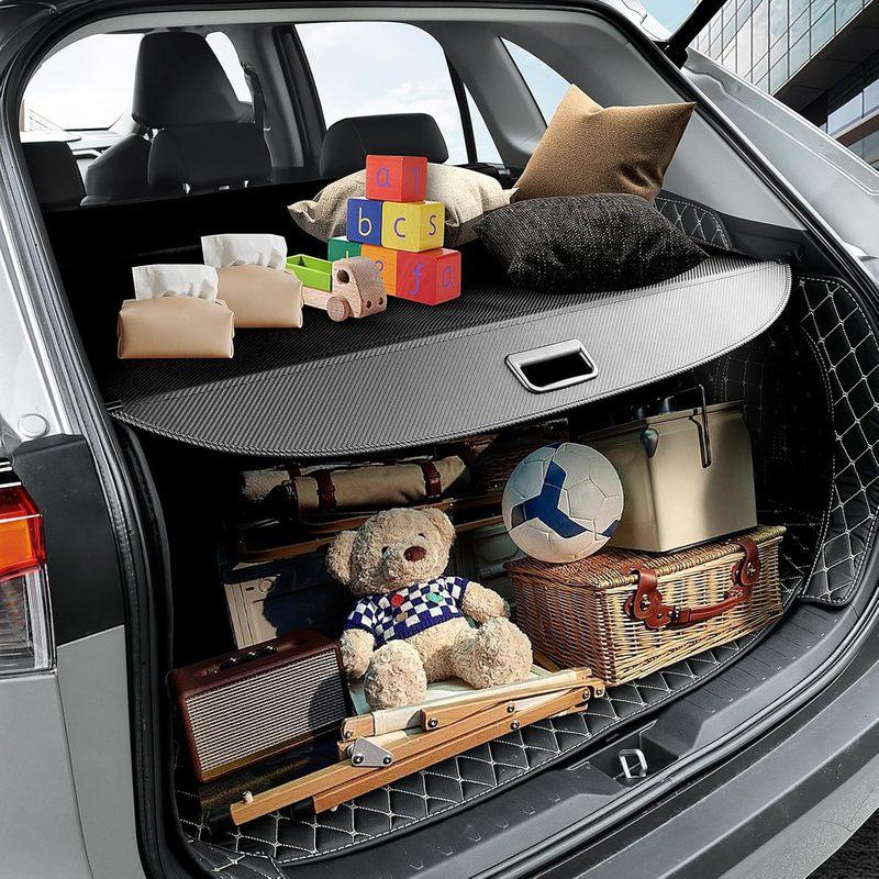Car Rear Trunk Cargo Cover For Toyota RAV4 20-25 Trunk Curtain Cover Organizer Stowing Tidying Canvas Auto Interior Accessories