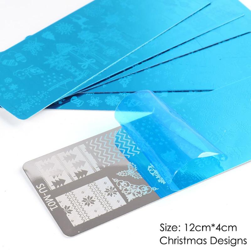 Nail Stamping Christmas Style Design Printed Steel Plate Cartoon Bow Milu Deer Pattern Nails Stencils Diy Manicure Tools