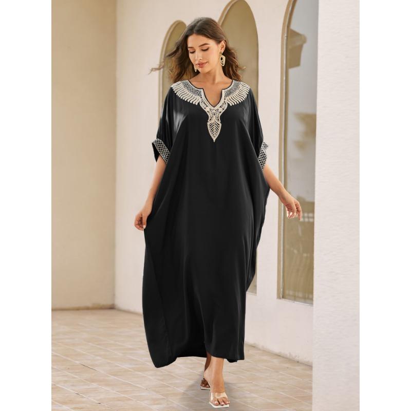 

Женская мода лето весна рукава 1/2 V-образный вырез свободная талия повседневные платья Size: One Size