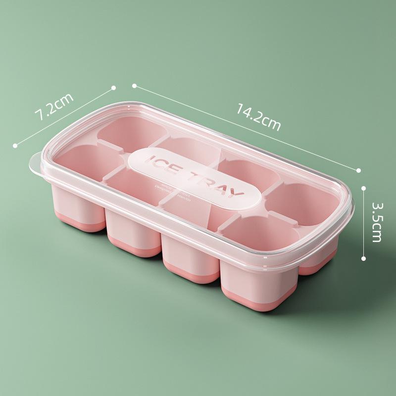 8-Cell Silicone Ice Cube Tray with Lid for Homemade Fruit Ice Cubes
