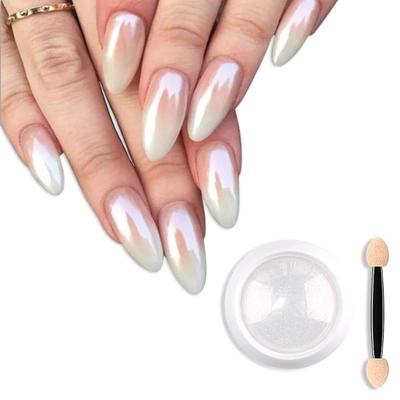 Aurora Nagelpulver, Festes Weiß, für Maniküre, Gel-Politur, Parfait Nagelteile, Glitzer-Verlauf, Klar, Modisch, Einfaches Design, Trendig für Zuhause,