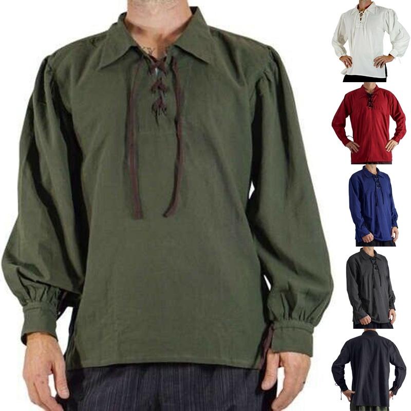 Soft And Comfortable Medieval Style Pirate Shirt For Men With Wide Cuff Sleeves