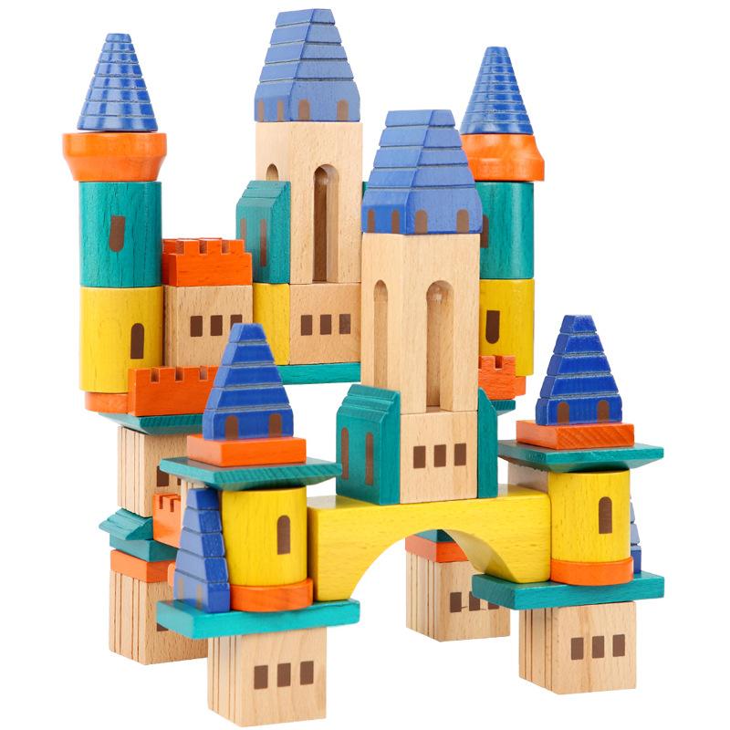 Wooden Early Education Bunny Day And Night Color Toy Car Children'S Educational Creative Splicing Building Block Baby