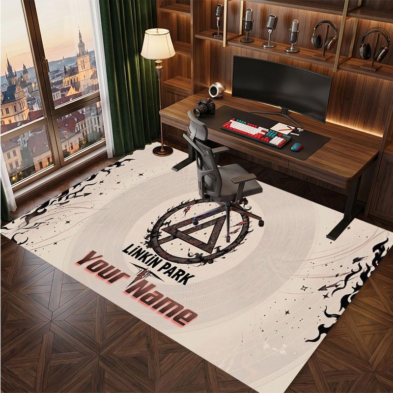 Linkin Park Personalized Crystal Velvet Carpet, Customized Name Text Soft Anti‑Slip Rug for Living Room Bedroom
