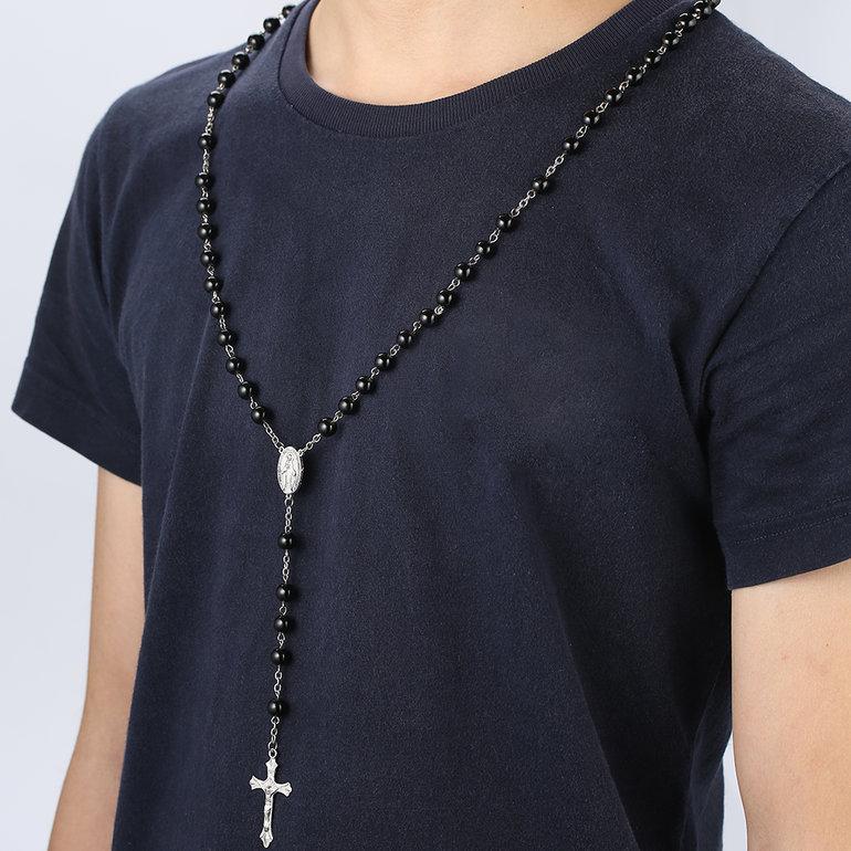 Buy Mens Cross Pendant Black Simulated 