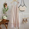 French Retro Fringed Splicing Sweet Dress Children's Summer New Thin Temperament Suspender Sleeveless Medium and Long Dress