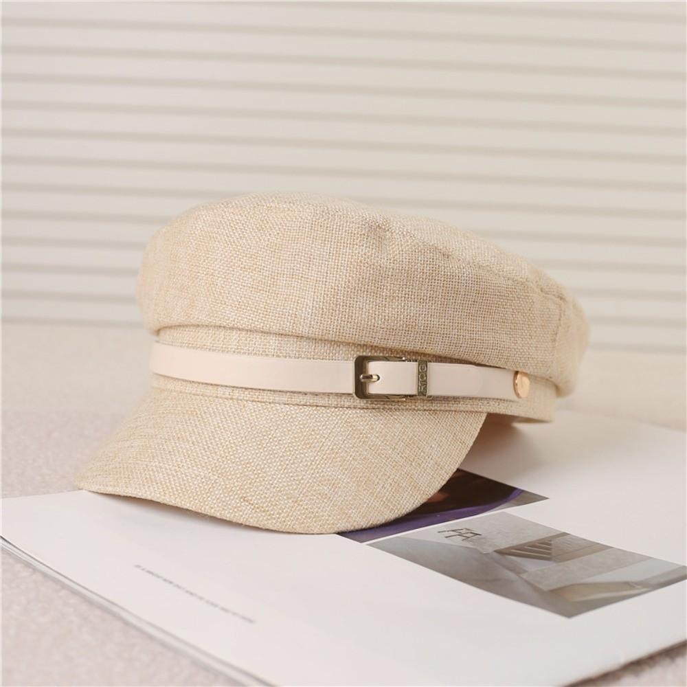 

Плоская восьмиугольная кепка Винтажная шляпа художника Ретро пряжка для ремня Берет Женский бежевый