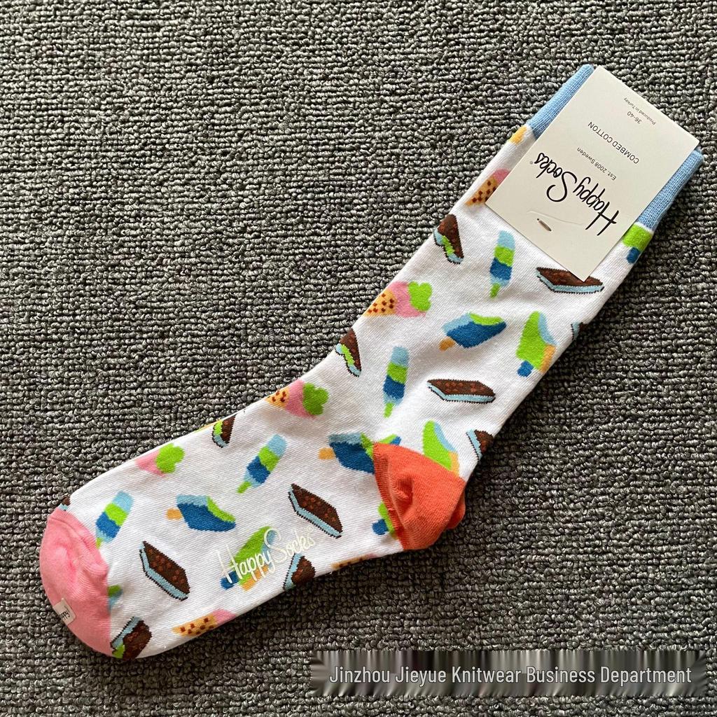 Trendy Swedish Mid-Calf Happy Socks: Women's & Couples' Leg-Shaping Spring/Autumn Style