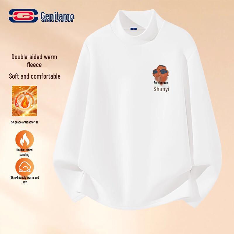 

GENIOLAMODE Men s Winter Double-Sided Velvet Thermal Mock Neck Long Sleeve T-Shirt M