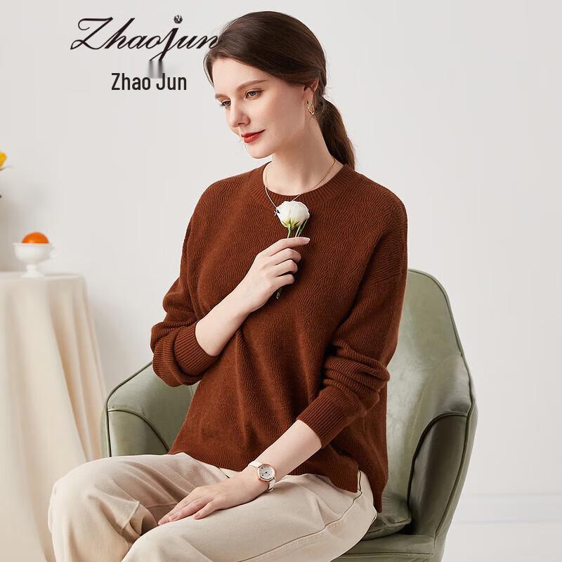 Zhaojun Women's Pure Cashmere Round Neck Knit Sweater