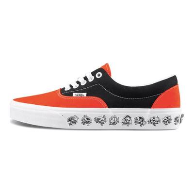 Era Totenkopf-Print Retro Lässige Canvas-Sneakers mit niedrigem Schaft Unisex Schwarz Orange VN0A38FRT5M