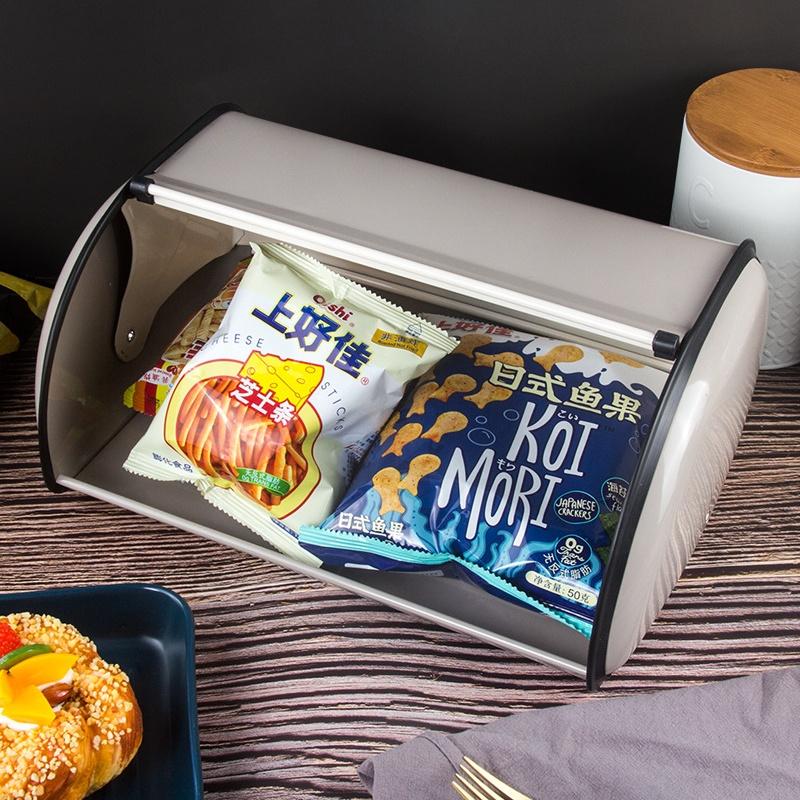 Kitchen Metal Bread Box ,Desktop Food Container ,Outdoor Picnic Snack Box ,Convenient Flip Cover Bread Bin Kitchen Organizer