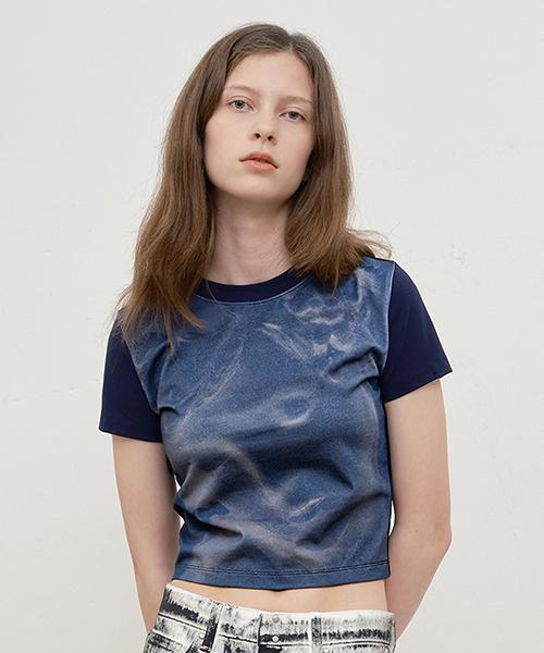 Kirsh Collection Graphic Crop T-Shirt [Navy] 1