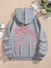 2025 European American New Style Bow Hoodie - Loose Casual Pullover with Long Sleeves for Autumn & Winter