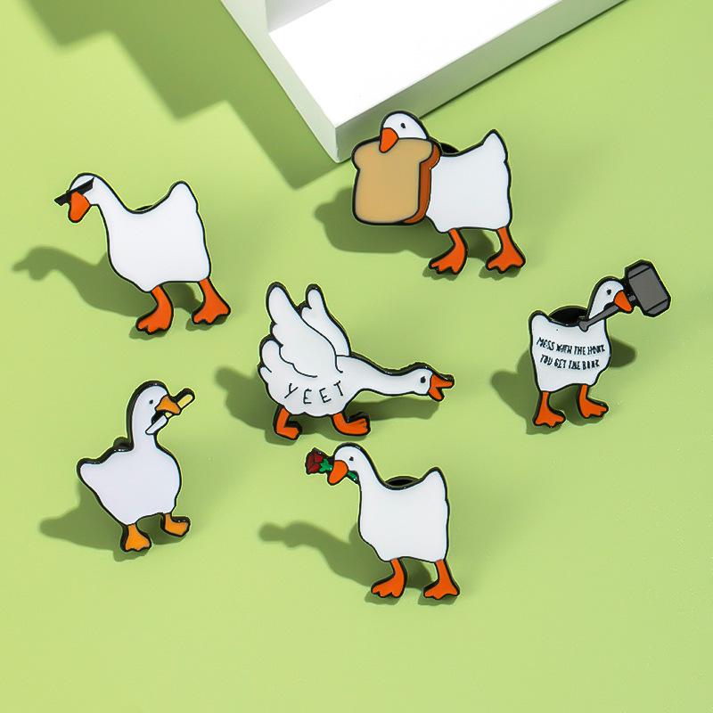 Spilla Creativa a Forma di Anatra Cartoon - Spilla in Lega Animale Carina per Vestiti
