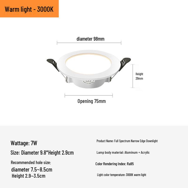 Ultra-thin Recessed LED Downlight – Eye Protection, 3.5/4/6 inch, Full Aluminum for Office, School, and Shop