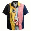 Summer Funny Abstract Face Printing Shirt Hawaiian Beach Vacation Clothing Women's Fashion Street Style Shirt Daily Men's and Women's Shirt