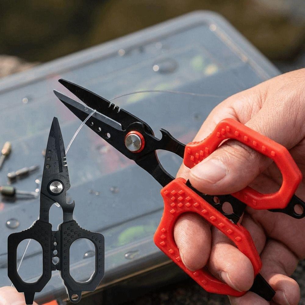 Anti-slip Grip Braid Line Cutter Double Serrated Luya PE Scissors  Saltwater Fishing