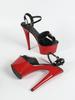 Fashion Black Patent Leather 17cm Super High Heels Women's Fine Stiletto Sandals with Thick Sole for Summer Party & Dance Floor