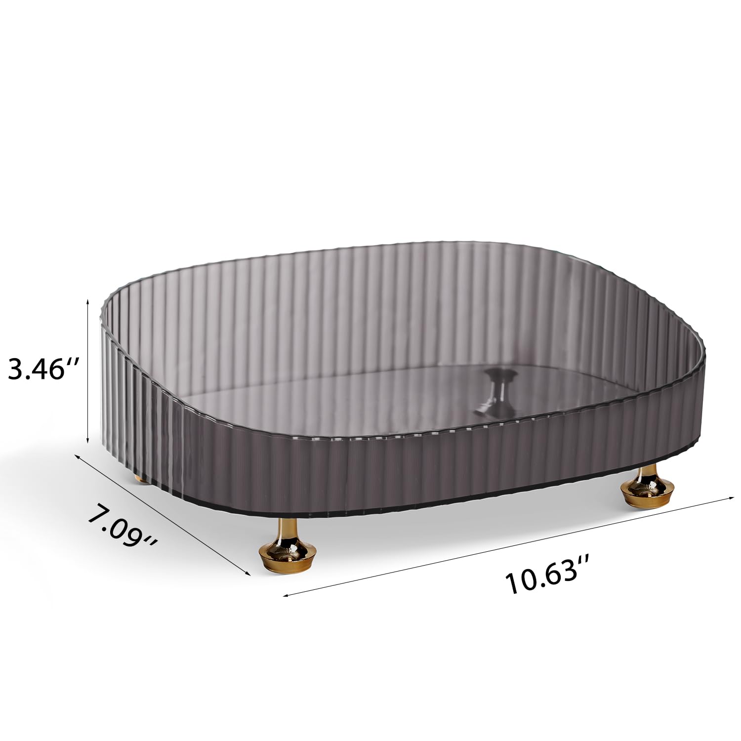 

Поднос для туалетного столика большой емкости, органайзер для духов, прозрачный настольный ящик для хранения флаконов лосьона, косметики по уходу за кожей очистить серый