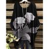 Vintage Floral Print Irregular Fashionable Short Sleeve T-Shirt for Women Women's Clothing Loose and Casual Oversized Top