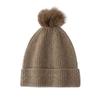 New High End Solid Color Cable Fur Ball Thickened and Warm Stylish Knitted Casual Hat for Women