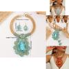 Spring 2025 Boho Jewelry Set With Electroplated Crystal Pendant And Artistic Earcuffs For Women