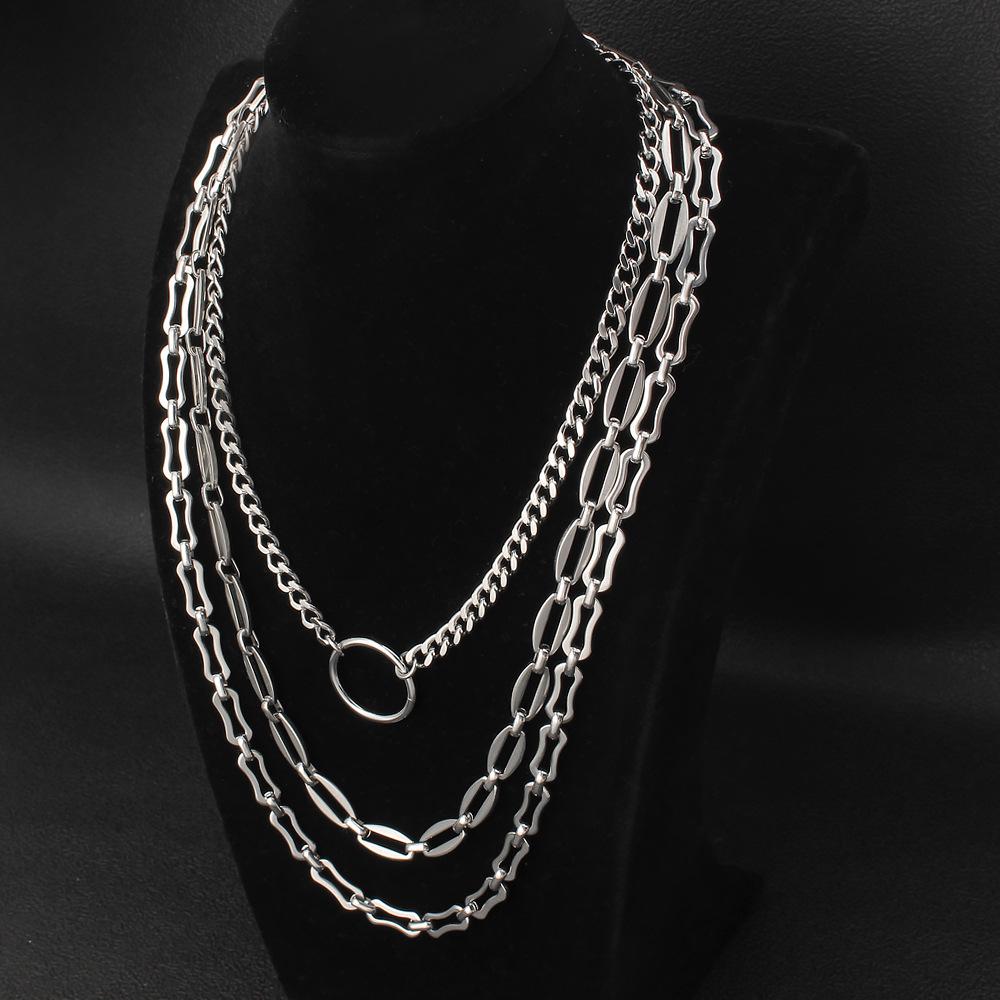 Retro Hip-Hop Multi-layer Stackable Stainless Steel Necklace