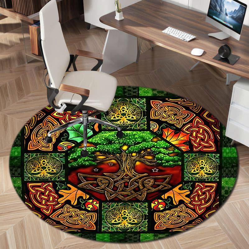 

1Pc Viking theme Printed circular carpet, home door mat, outdoor travel protection carpet A11 80x80cm( 31x31in)