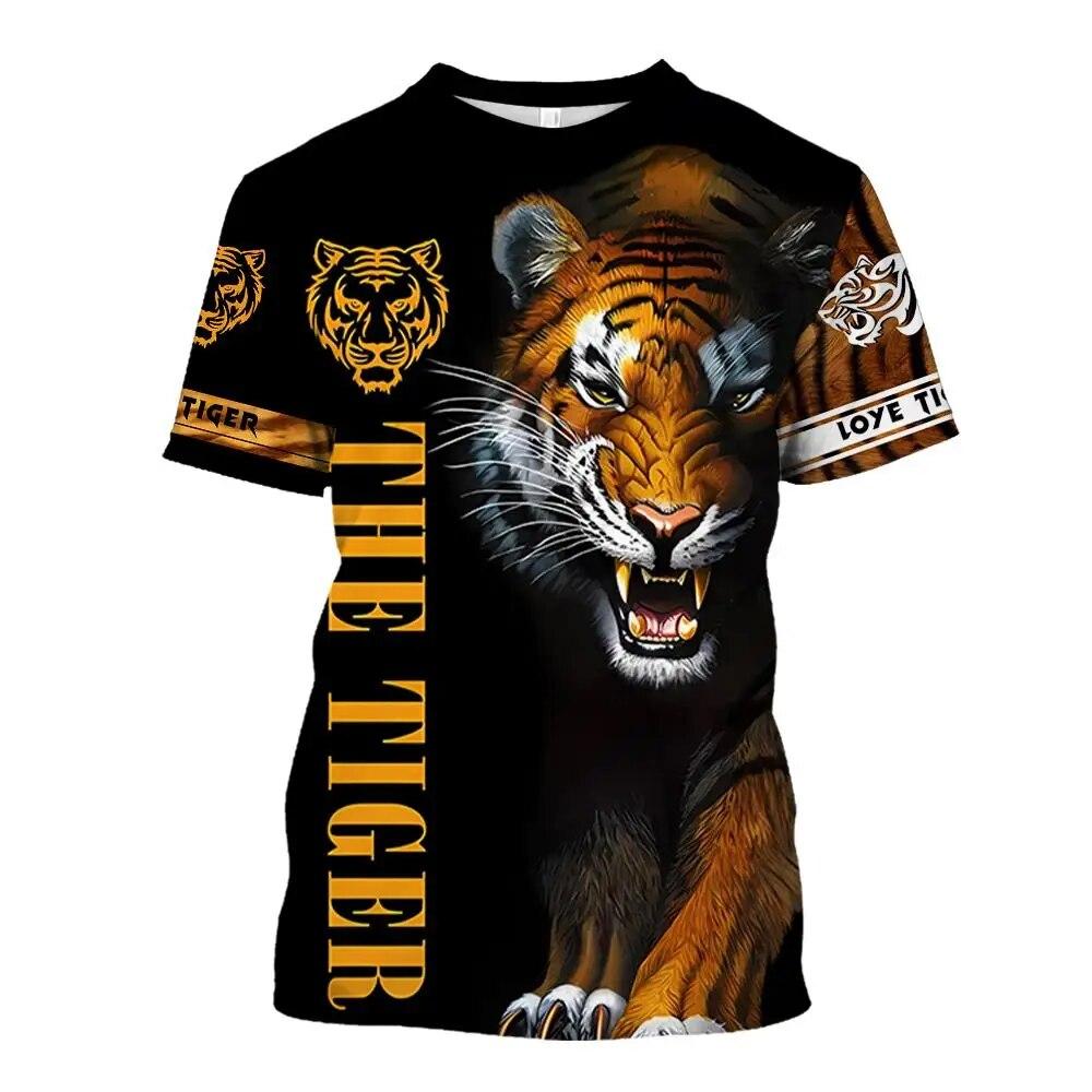 Animal T Shirt For Men Tiger 3d Print Short Sleeved Fashion O-Neck Pullover Oversized Men's Clothing Casual Street T-Shirts